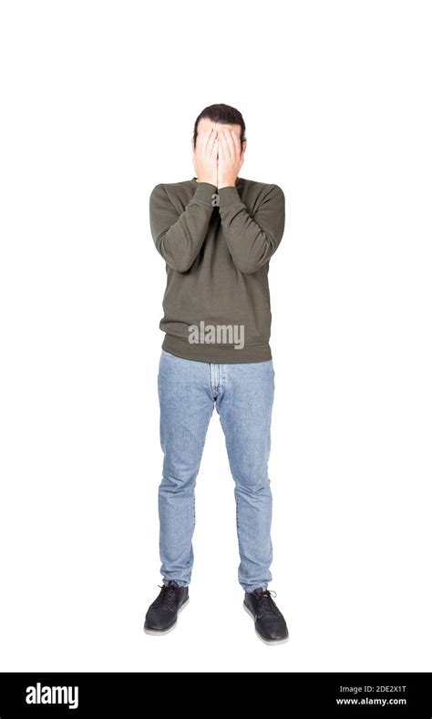 Full Length Portrait Of Disappointed Young Man Facepalm Gesture