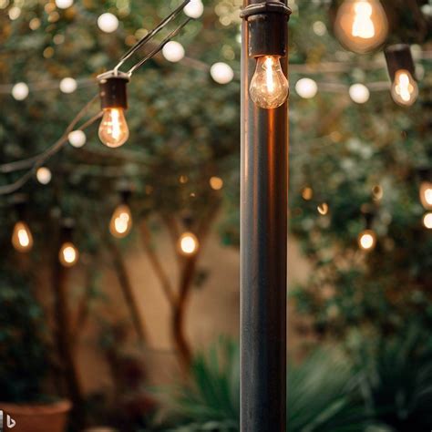 Heavy Duty Steel Garden String Light Pole Metal Posts For Outdoor