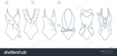 Swimming Suits Set Doodle Bikini One Stock Vector Royalty Free