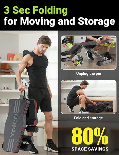 Snapklik.com : Yoleo Adjustable Weight Bench For Full Body Workout