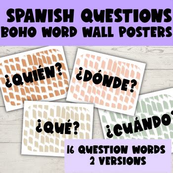 Spanish Question Words Interrogatives POSTERS Word Wall