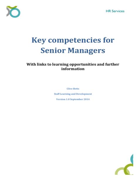 Key Competencies For Senior Managers