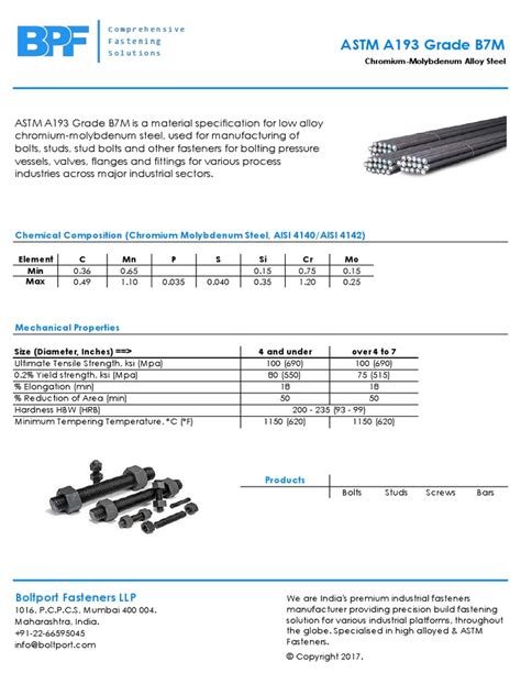 Astm A193 Grade b7m | PDF
