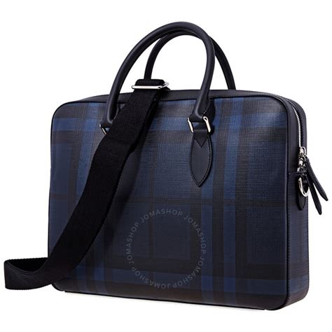 Burberry Medium Leather Trim London Check Briefcase In Blue 3996209