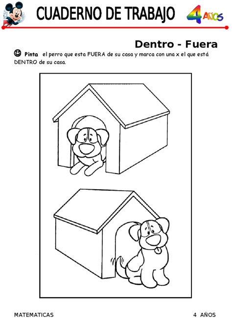 4 AÑOS Matematicas II Matemáticas para niños Dentro Fuera Pinta