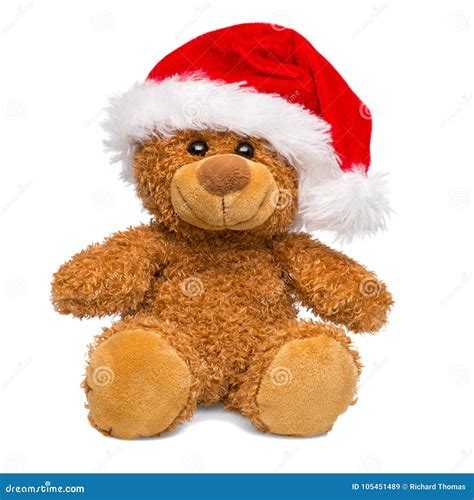 Santa Claus Christmas Teddy Bear Isolated On White Background Stock