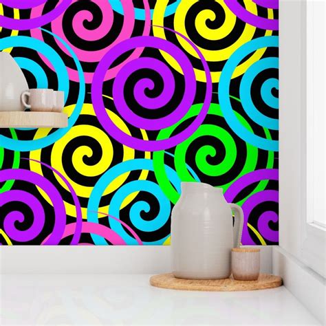 Neon Rainbow Swirl Wallpaper | Spoonflower