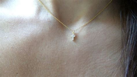 Small Cross Necklace Mini Cross Necklace Diamond Cz Cross Etsy