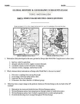 Global History Geography II Regents Nationalism TPT