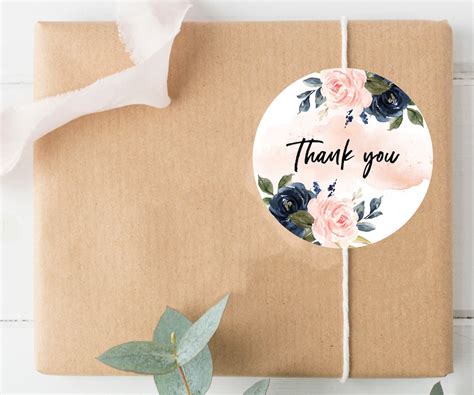 24 Floral Thank You Stickers Flower Labels Thank You Etsy