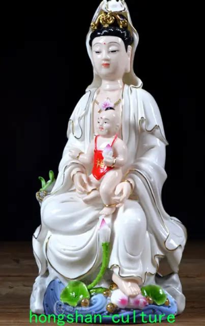 Dehua Couleur Porcelaine Dor E Kwan Yin Guan Yin D Esse Lotus Gar On