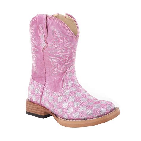 Roper Roper Glitter Check Square Toe Toddler Girls Western Cowboy