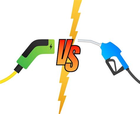 Premium Vector Electric Car And Fuel Fight Gas Fuel Vs Ev Plug Charg