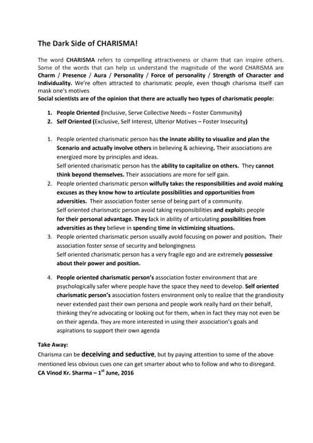 The Dark Side of Charisma | PDF