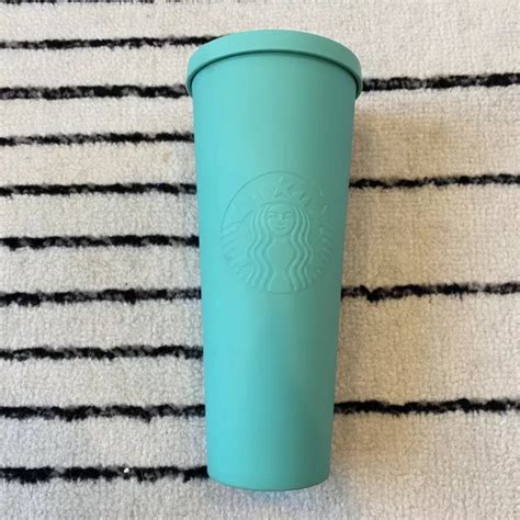 Rare Starbucks Matte Tiffany Blue Green Soft Touch Venti Oz Tumbler