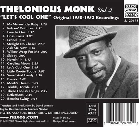 Thelonious Monk Let S Cool One Volume 2 CD Thelonious Monk