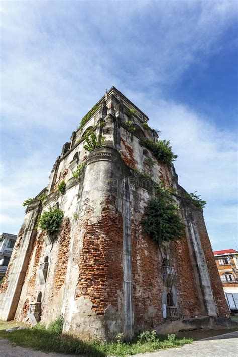 Exterior Of The Sinking Bell Tower In Laoag Ilocos Norte Philippines