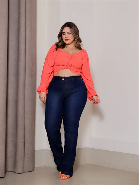 Panuse Jeans Calca Jeans Feminina Plus Size Premium Lycra Cintura Alta