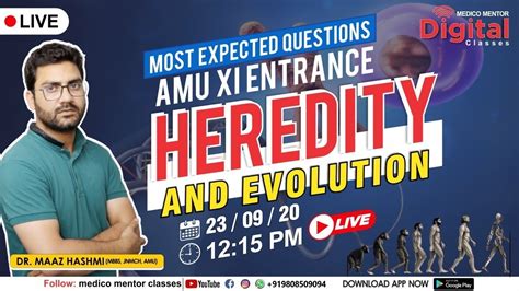 MOST EXPECTED QUESTIONS AMU XI ENTRANCE HEREDITY AND EVOLUTION DR