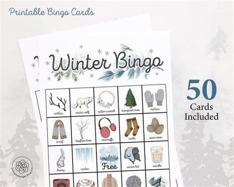 Winter Bingo Cards Printable Cards For Senior Citizens