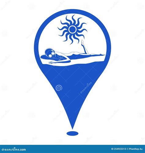 Location Map Marker Icon For Nude Beach Nude Sunbathing Area Vector