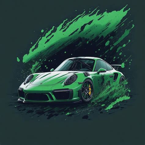 Premium AI Image | A green car with a green paint splashing around it.