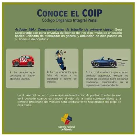 Infracciones Y Contravenciones De Tránsito Ecuador Coip 2024