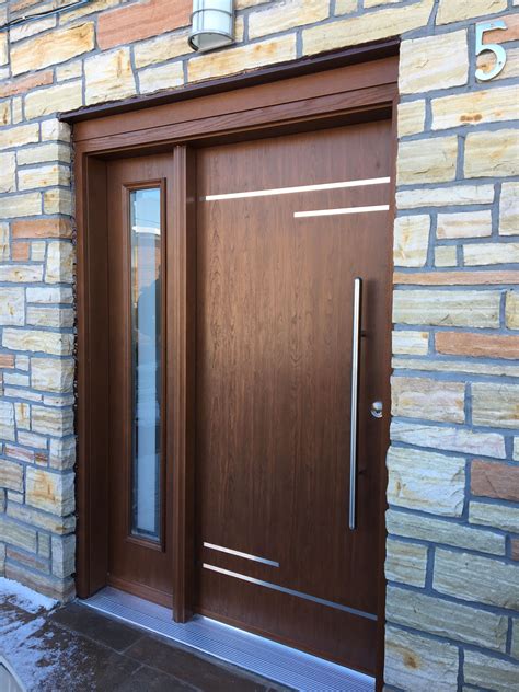 Contemporary Fiberglass Door With Stainless Steel Inlays And Pull