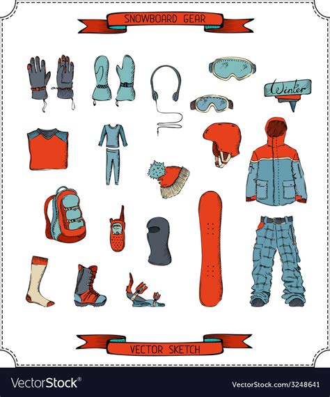 Snowboard Equipment Royalty Free Vector Image VectorStock