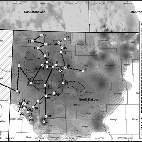 Isopach Map Of The Upper Bakken Member Mbr In North Dakota Showing