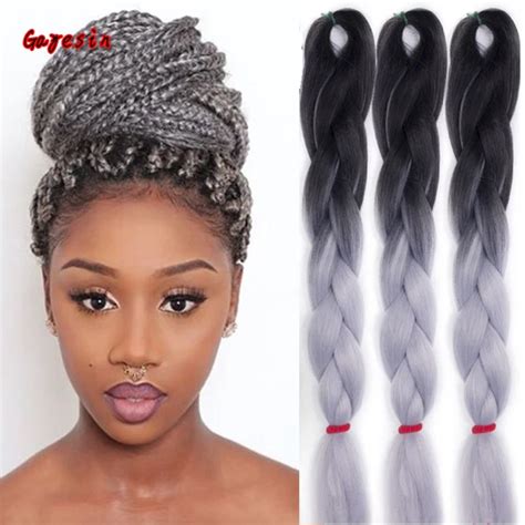 Kanekalon 24 100g Gray Synthetic Braiding Hair Yaki Straight Synthetic Hair Braids Afro Hair