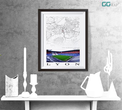 City Map of LYON Parc Olympique Lyonnais Stadium Home - Etsy