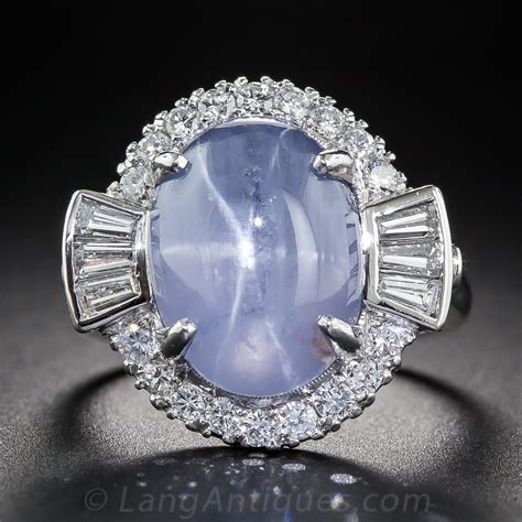 Mid Century Vintage Star Sapphire And Diamond Ring