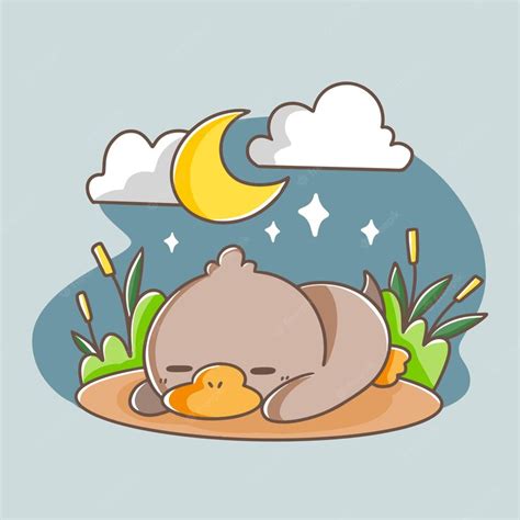 Premium Vector | Adorable sleeping duck doodle illustration