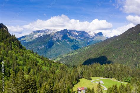 Aerial View Of Cascade Du Rouget Rouget Waterfalls In Sixt Fer A