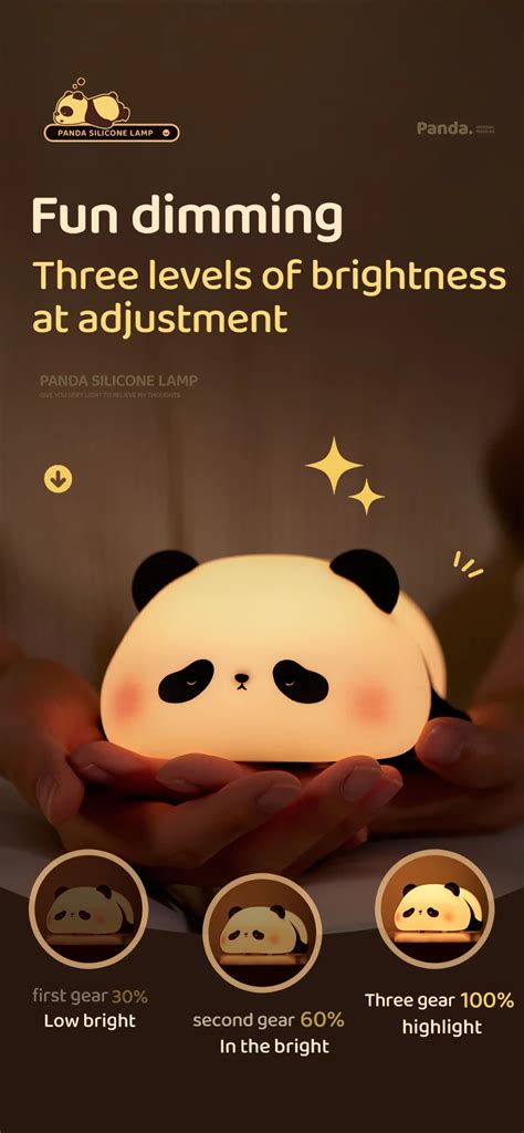 Silicone Panda Lamp Mah Sensitive Tap Control Warm White Breathing