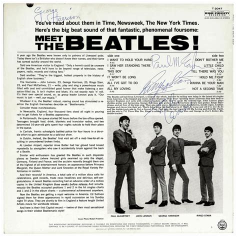 Historia The Beatles Fab Four MEET THE BEATLES LP USA