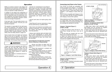 Frontier Land Planes LP1207 - LP1210 Operator's Manual