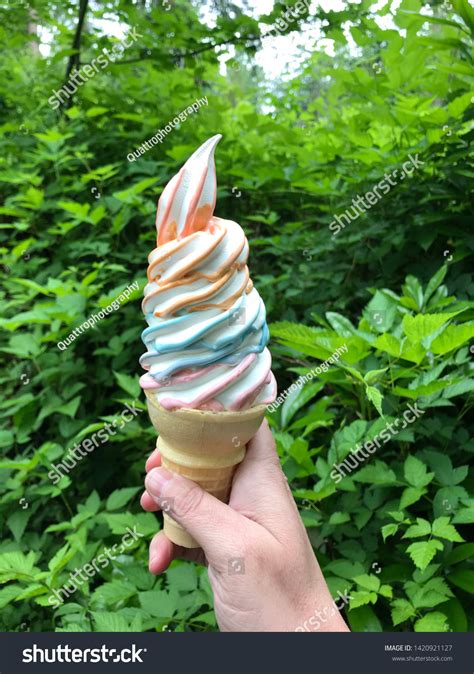 Pastel Rainbow Swirl Ice Cream Cone Stock Photo 1420921127 Shutterstock