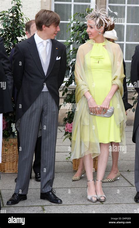 Prince Louis of Luxembourg (L) and his wife Tessy Antony (R) chat during the festivities of the ...