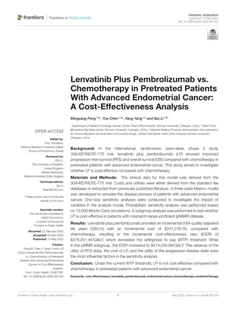 Pdf Lenvatinib Plus Pembrolizumab Vs Chemotherapy In Pretreated