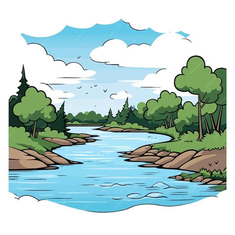 Premium Vector | River flat vector illustration River cartoon hand ...