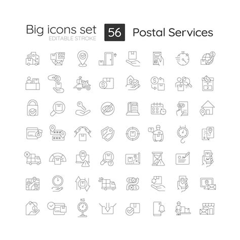 Conjunto De Iconos Lineales De Servicio De Entrega Vector Premium