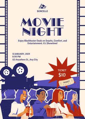 Page Free Customizable Movie Night Poster Templates Canva