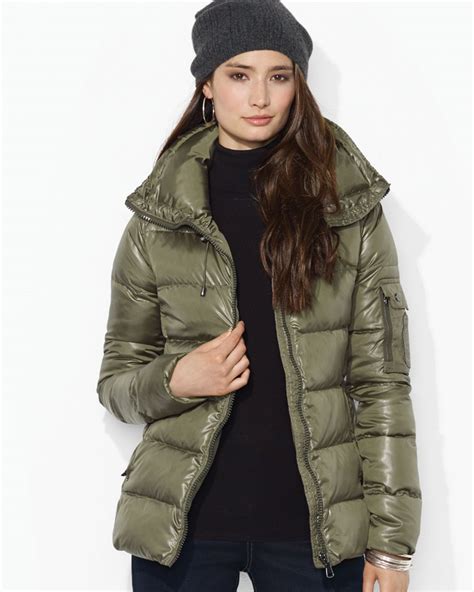 Lyst Ralph Lauren Funnel Neck Puffer Jacket In Green