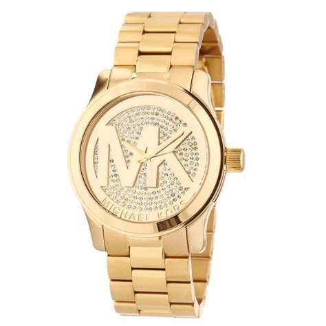 Michael Kors Runway Gold Dial Gold Steel Strap Watch For Women