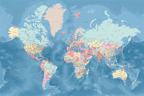 Map Of Light Blue And Pastels Detailed World Map Maps Of All Cities