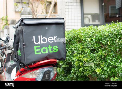 Taipei Taiwan January 2020 Uber Eats Box On A Motocycle