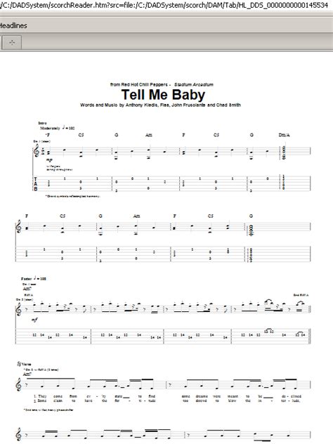 Tell Me Baby by Red Hot Chili Peppers - Guitar Tab - Guitar Instructor