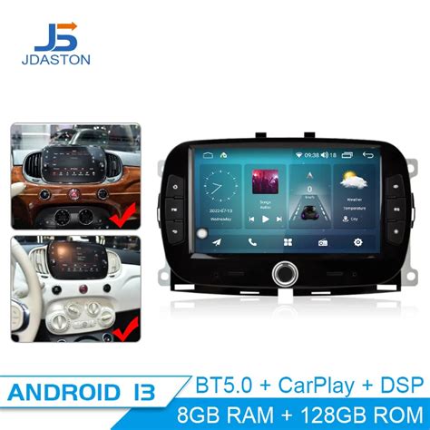 JDASTON Android 13 Car Multimedia Player For FIAT 500 2016 2017 2019